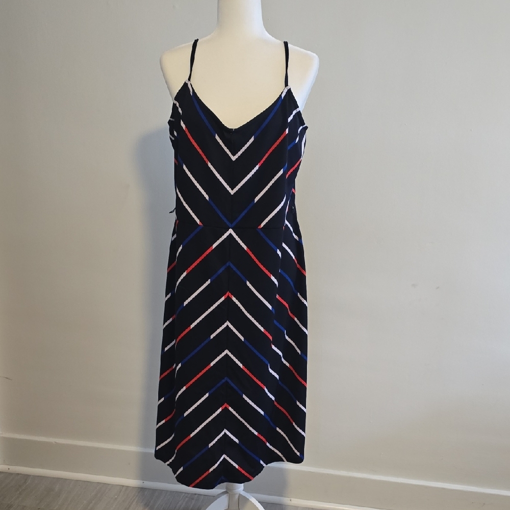 Tommy Hilfiger Navy and Red Chevron Midi Dress